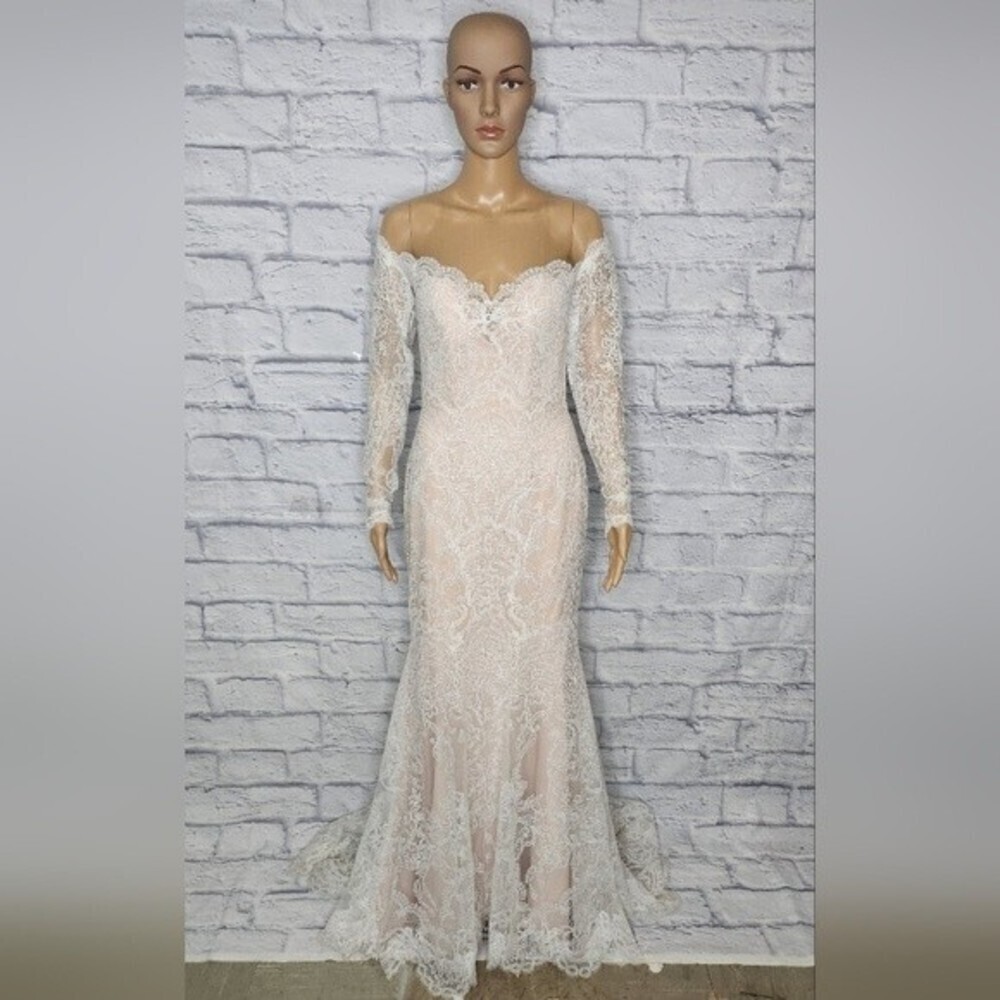 NWT Anthropologie BHLDN Watters Ula Blush lace sheet back wedding gown Sz 2 - Picture 4 of 16